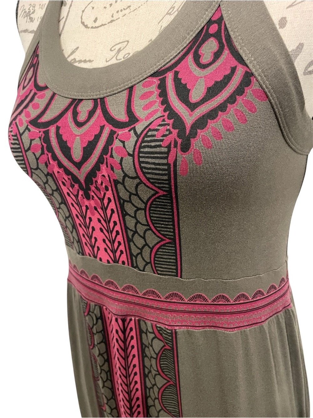 Athleta Olive Green Maxi Dress with Pink Accent - Picture 5 of 14